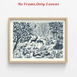 Forest Life II Pattern Unframed Painting, Canvas Wall Art, Modern Home Decor, Wall Decor for Living Room Bedroom Office, Ornaments
