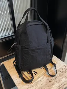 Women's backpack with solid color and clean color, hardware zipper, fashionable and versatile, casual and simple handbag suitable for students, campus work, commuting, shopping, women's backpack
