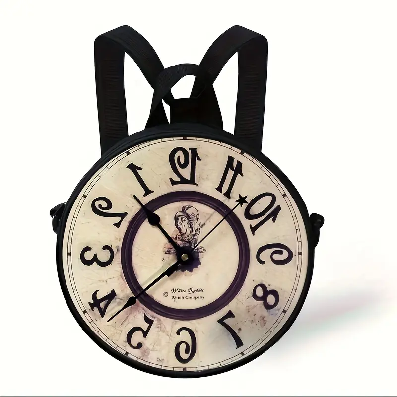 Women's Novelty Clock Print Crossbody Bag, Casual Round Hard Plastic Shoulder Purse with an Adjustable Nylon Strap, Casual Wear, Adjustable Strap, Plastic + Fabric, Printed Face, Bags For Everyday, Everyday Purse, Round Shape
