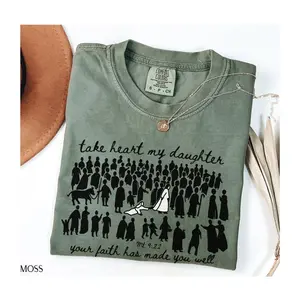 Comfort Colors Woman Touches Jesus Christian Tee, Scripture Bible Verse T-Shirt, Faith Retro Graphic Tee for Women Inspirational Gift