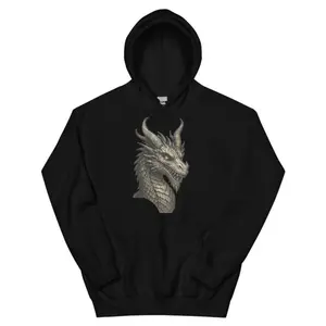 Women's mythical dragon Graphic Hoodie - Long Sleeve Pullover Regular Fit | Soft & Breathable Fabric, Durable Print, Everyday Comfort, Machine Washable, fantasy illustration dragon head design on a hoodie