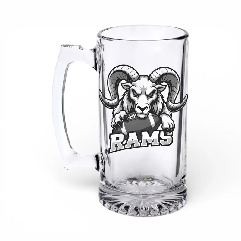 “Rams”custom laser engraved 26.5 oz beer mug