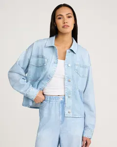 Express Denim Light Wash Knit Jacket