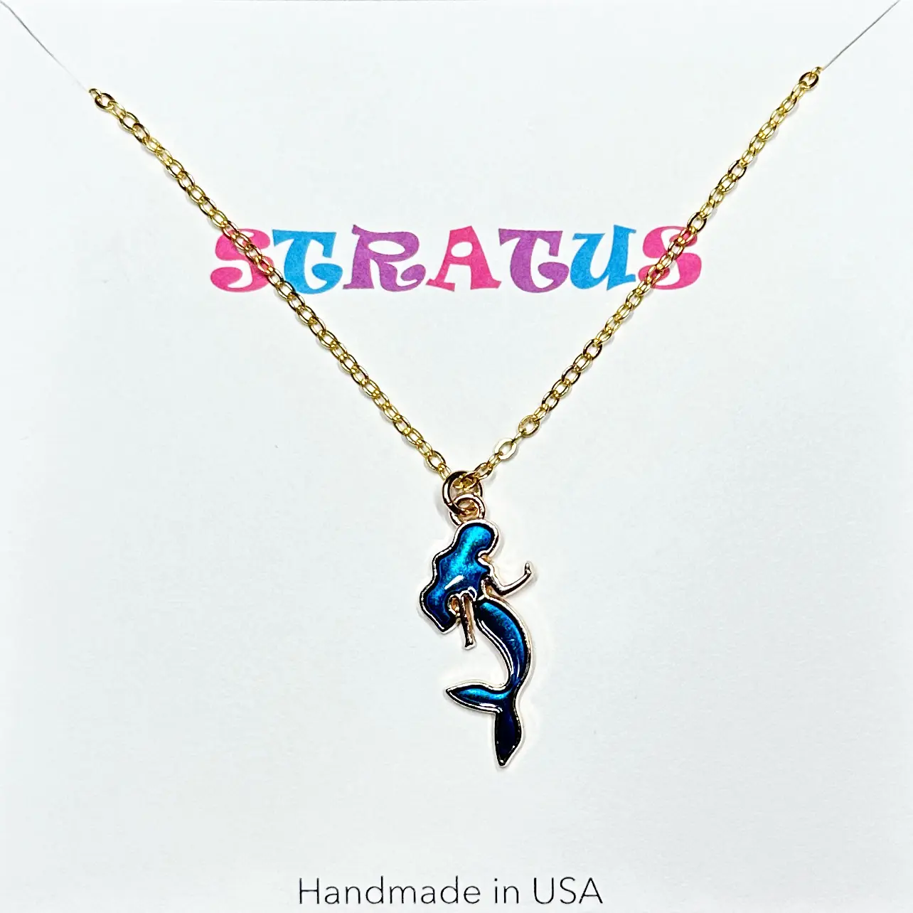 Adorable Blue Mermaid Silhouette 18 Inch Charm Necklace