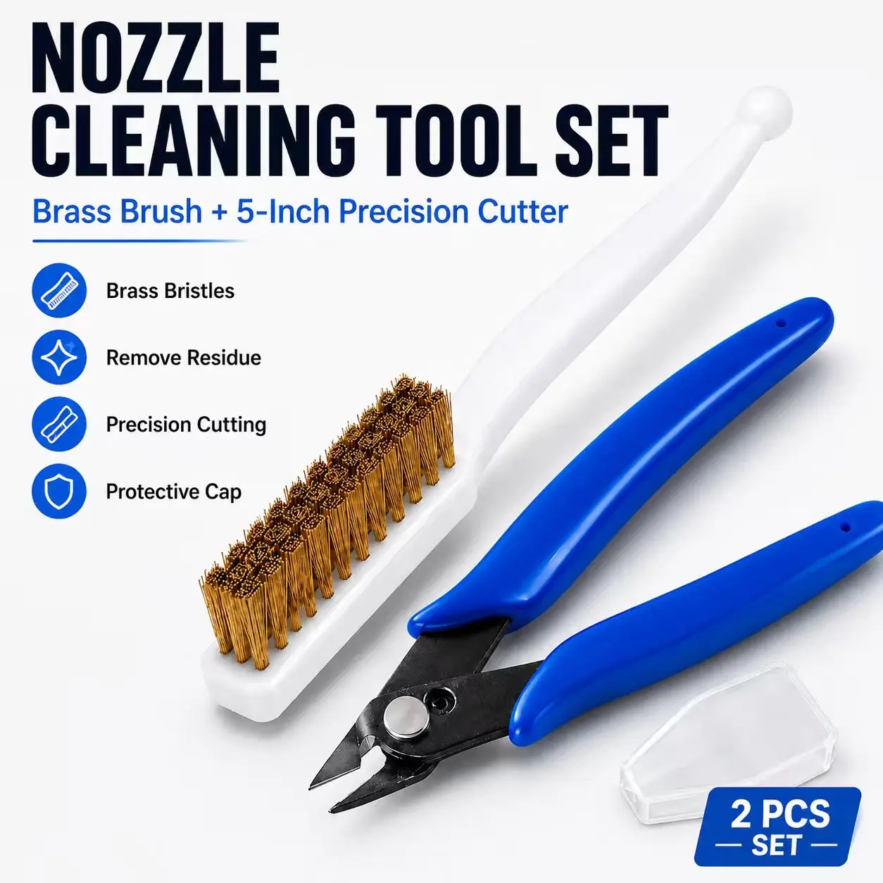 2PCS Hardware Hand Tool Set, Brass Wire Cleaning Brush & 5-Inch Mini Diagonal Cutter, Manual Maintenance Cleaning and Cutting Tools for Home Repair, DIY Craft, Workshop Use equipment mechanic kit set house removal nut