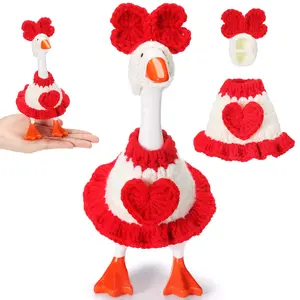 7 Inch Desk Goose Outfits Mini Desktop Motion Goose Toys Knitting Clothes Hats for Magnetic Geese Key Holder Holiday Decor