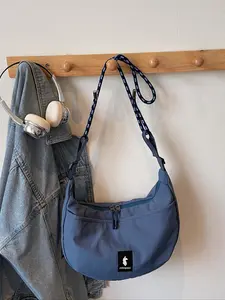 Unisex Casual Zipper Closure Shoulder Bag, Plain Pattern, All Season Use, Perfect for Daily & Travel, Men Women Sports Style