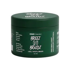 BREEZ N BRAIDZ Green Jar 475ml - Pro Brilliant Maximum Control for Locs Twists Braids Unscented