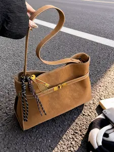 Vintage High-End Large Capacity Bag, Casual Commuter Versatile Shoulder Bag, Handheld Tote Bag, PU Tote Satchel, Perfect for Daily Use