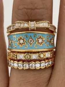 4 Pcs/set Luxury Cubic Zirconia Ring For Women For Wedding Engagement Party Jewelry Valentine's Day Gift