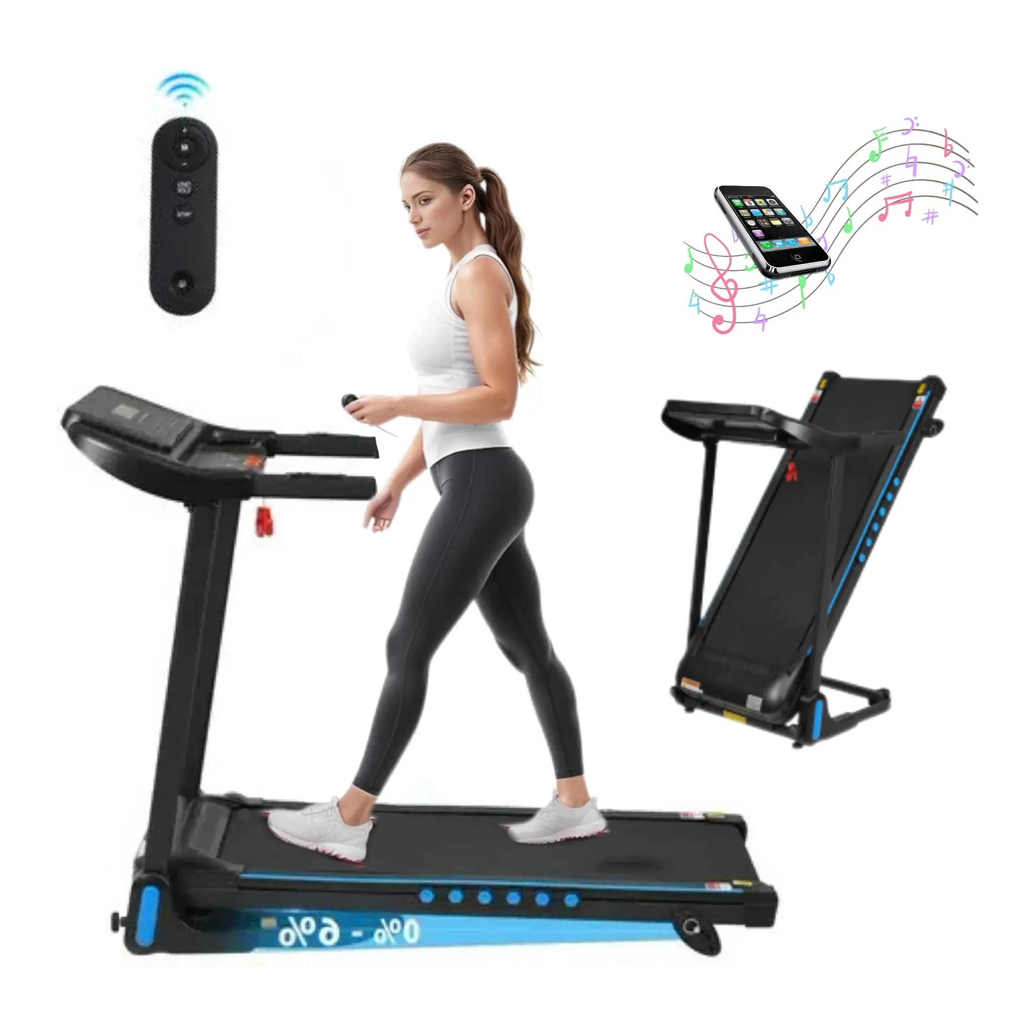 NEW ARRIVAL Incline Running Treadmill with 3.0 HP Motor, Type-C/USB Charging, Bluetooth Speaker & Hydraulic Fold System