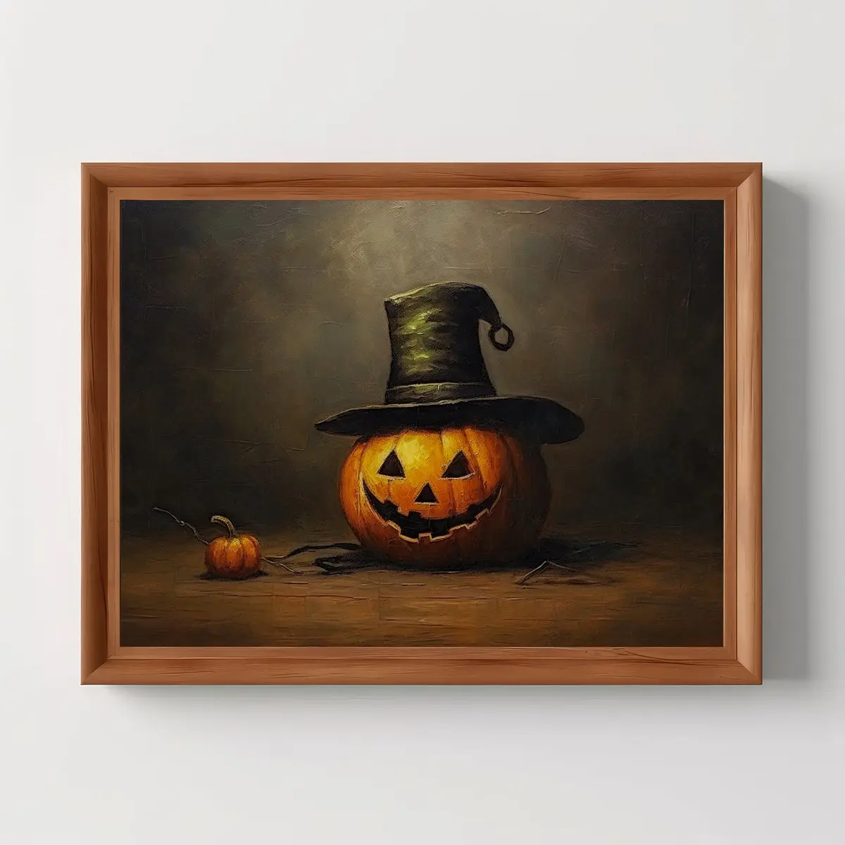 Jack o Lantern | Halloween Pumpkin Wall Art, Autumn Painting, Still Life, Autumn Decor, Rustic Aesthetic, Unframed .–  5 Sizes (8x12–27x40 inch)