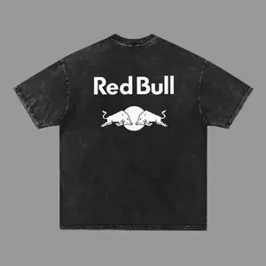 Vintage Black White Racing Unisex Double-Sided Cotton Short Sleeve Round Neck Soft T-Shirt - Clothes, Apparel, Starboy Bull Design, Best Gift for Racing Lovers, Casual Summer Menswear/Womenswear Tops