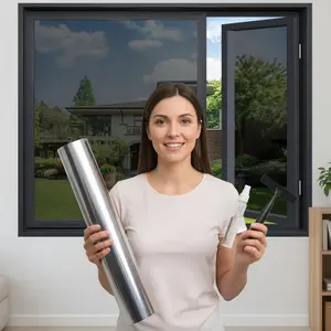 One Way Window Privacy Film: Home Window Tint Reflective Window Film See Out Not in Sun Blocking Anti UV Mirror Window Clings Daytime Privacy Door Window Covering with 3 Tools, 17.5 * 78.7 Inch