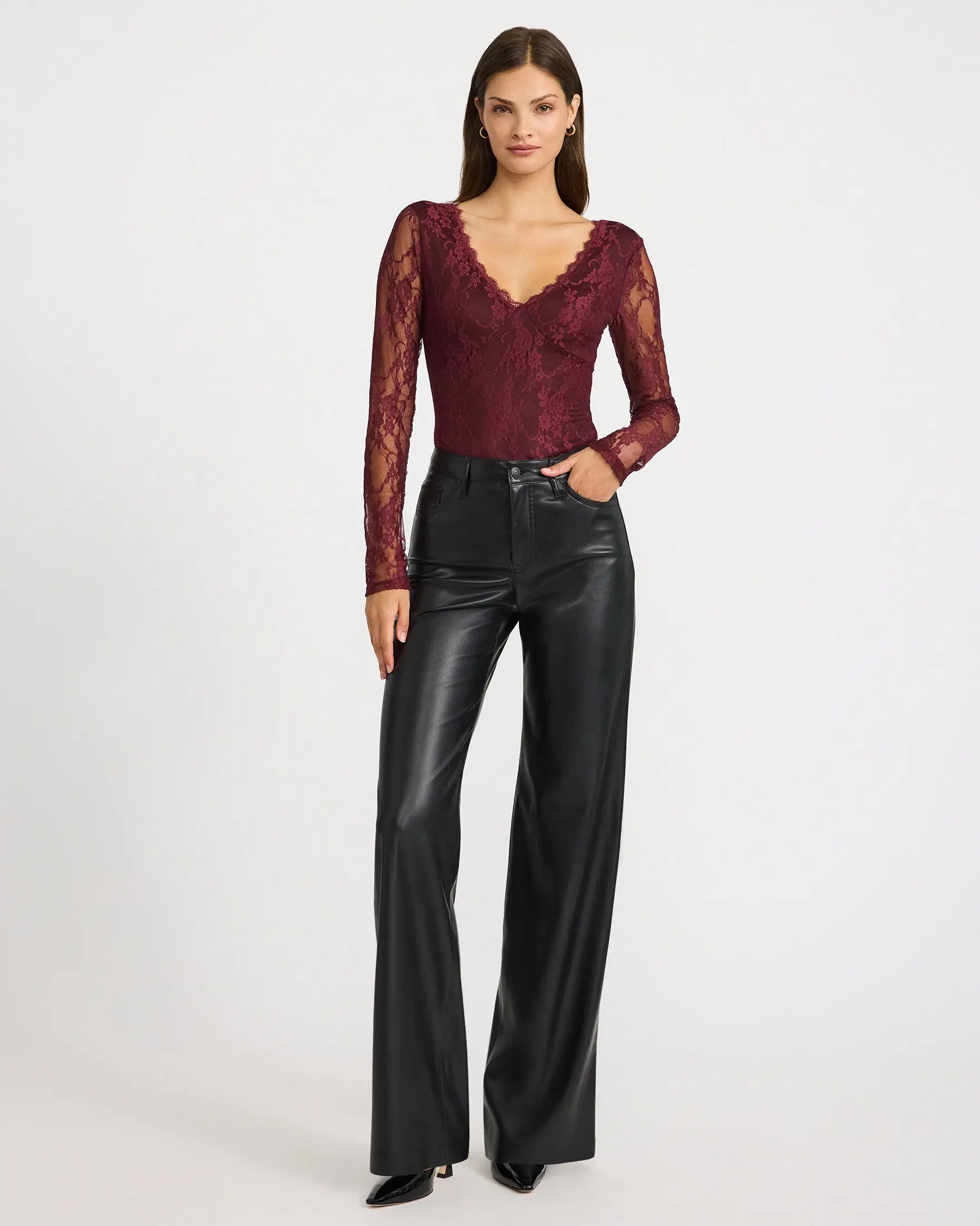 Express Faux Leather High Waisted Wide Leg Pant