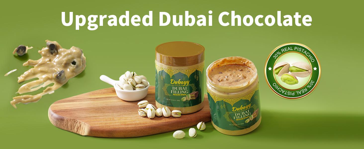 Upgraded Dubai Chocolat 11.29oz - Real 30% Pistachio Content with Silky Chocolate, Crispy Kataifi & Cocoa Chunks, Quality Ingredient Gourmet Treat for Toast & Dessert or Eating Straight, Filling Snack Upgraded Dubai Chocolat 11.29oz - Real 30% Pistachio Content with Silky Chocolate, Crispy Kataifi & Cocoa Chunks, Quality Ingredient Gourmet Treat for Toast & Dessert or Eating Straight, Filling Snack