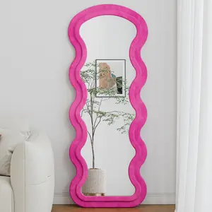 Flannel Full Length Wave rose Floor Mirror for Bedroom living room Hanging or Against The Wall
