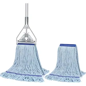 String Mop for Floor Cleaning - Heavy Duty Industrial Commercial Mop with Extra Replacement Mop Head , 59inch Mop Handle, Wet Mop for Home,Garage,Office, Workshop, Warehouse Floor Cleaning