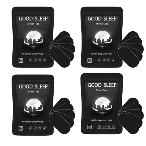 Black Snoring Relief Lip Tape - Sleep Soother Sleeping Aid, 1/2/4-Month Supplies (30/60/120 Strips), Hypoallergenic Strong Adhesive, Ultra Breathable Comfortable Gentle Seal All Seasons Sports Tape for Adults