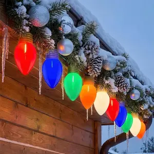 Giant Outdoor Christmas Lights,16ft  Christmas Lights String Lights with 10 Large Multicolored Bulbs,Connectable Outdoor Decorations Lights for Porch Garden Eave Xmas Trees Roof Decor