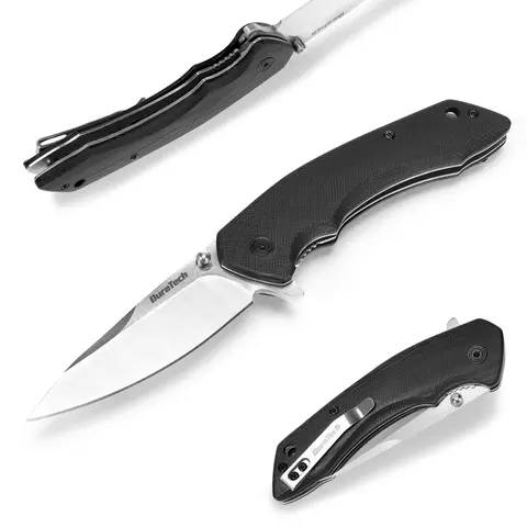 #blackfriday DURATECH Folding Pocket Knife, 3-1/4" Satin 8CR13MOV Blade, Black Smooth G10 Handle with Liner Lock Knife For EDC