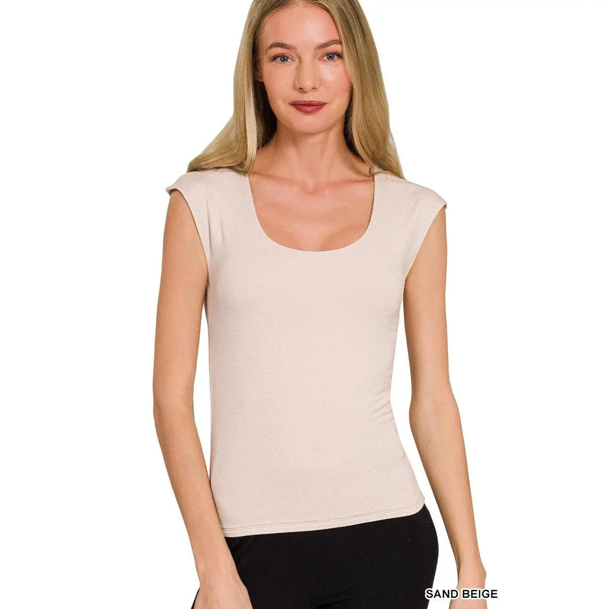 Seamless Double Layered Tank in sand beige