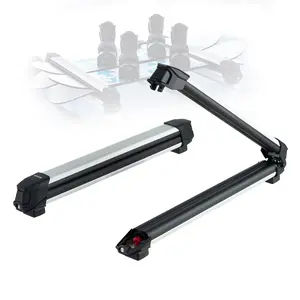 VEVOR Ski & Snowboard Roof Rack, Carry up to 6 Pairs of Skis or 4 Snowboards, 2 PCS Aluminum Universal Car Roof Rack with Lock & Rubber Padding, Carrier for Fishing Rod, Fit Most Slotted Crossbars