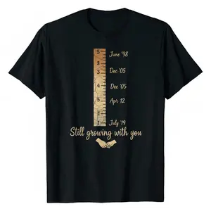 Heartfelt Mother's Day T Shirt Vintage Growth Chart Graphic Tee Still Growing with You Black Cotton Shirt Gift for Mom