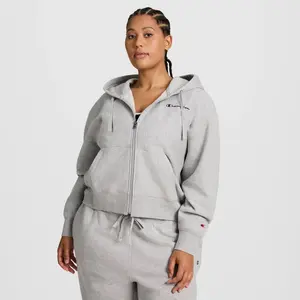 Champion Women's Cropped Fleece Zip-Up Sweatshirt - Light Heather Gray 3X