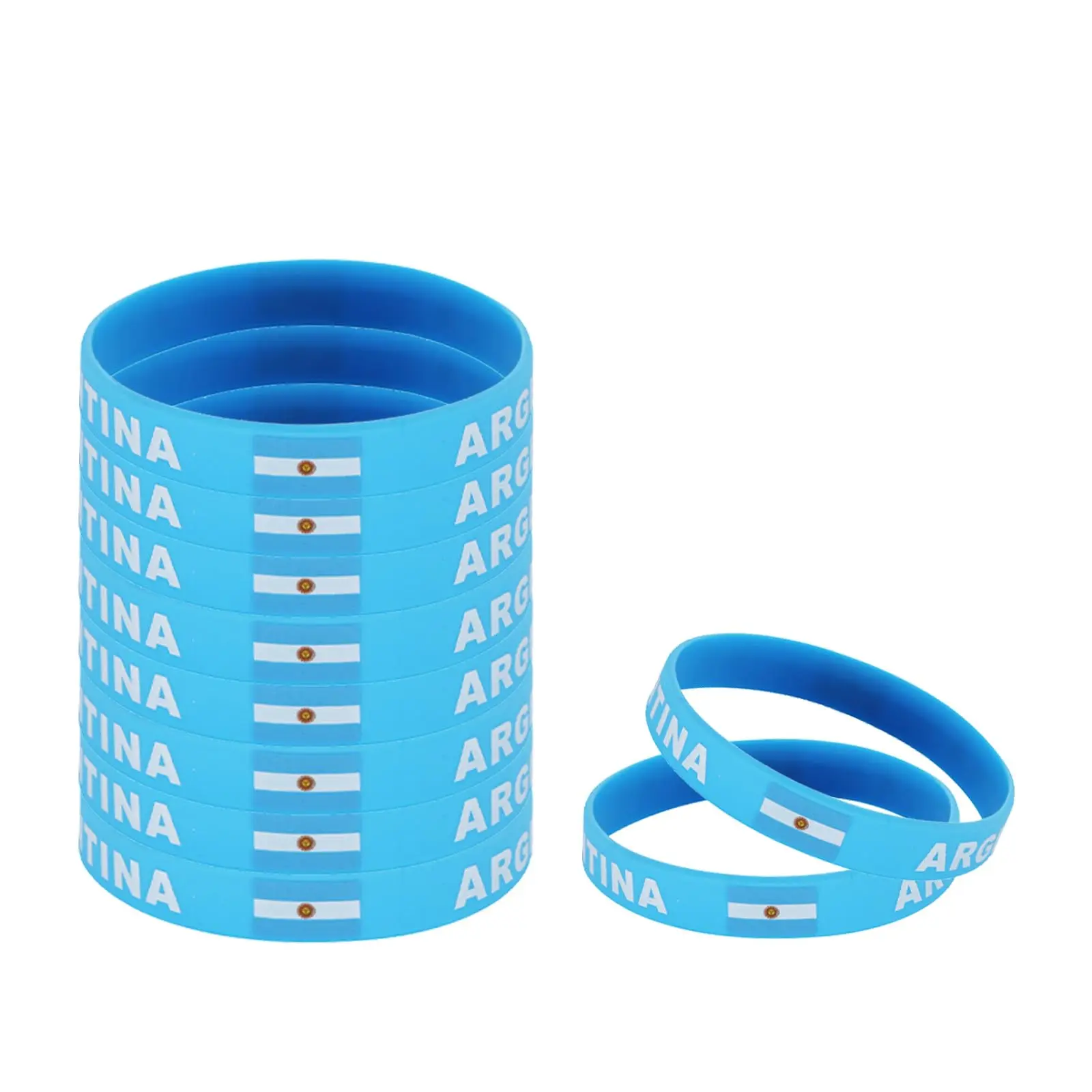 Silicone Argentina Flag Soccer Wristband with Embossed Print - Football Fashion Festive & Party Accessory for Sports Fans, Watch Party Team Decor Supplies (Multiple Packs Available), Ink Filled