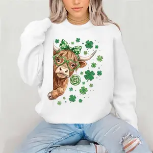 Peek A Boo St Pattys Cow Crewneck Sweatshirt Gildan Everyday Style Super Soft Unisex Fit Streetwear Graphic Top warm Womenswear Casual Printed Long Sleeved