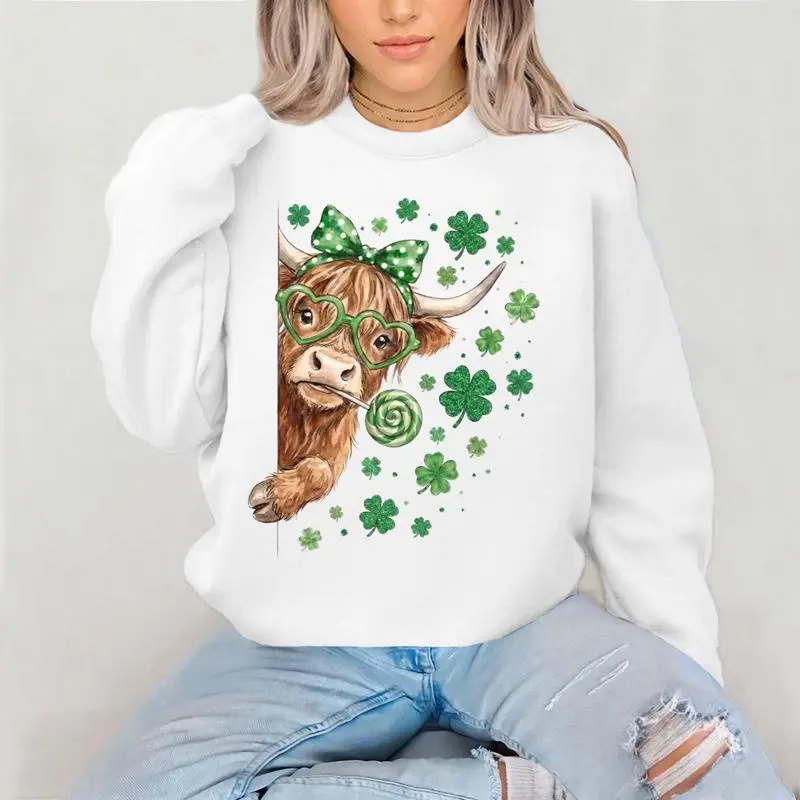Peek A Boo St Pattys Cow Crewneck Sweatshirt Gildan Everyday Style Super Soft Unisex Fit Streetwear Graphic Top warm Womenswear Casual Printed Long Sleeved
