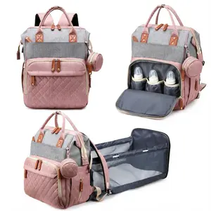 Diaper Bag Backpack Baby Bag for Mom Dad with Changing Pad, 19 Pockets, Large Waterproof Travel Baby Girl Boy Toddle Diaper Bag with Insulated Pocket, Baby Shower Gifts, Pink & Gray