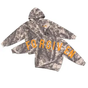 Forgiven God Camo Hoodie Oversized Streetwear Pullover - Lightweight Cotton Graphic Sweatshirt for Men Women - Y2K Gorpcore Aesthetic Outdoor Top