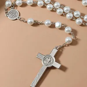 10 Sets of Rosary Catholic Women's Glass Rosary Necklace, Cross Saint Benedict Rosary, Rosary Christmas Gift