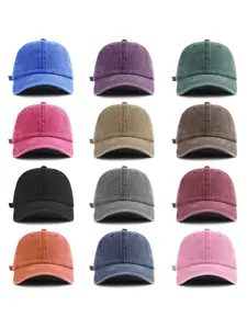 Unisex Solid Color Washed Baseball Cap, High Quality Hat, Fitted Casual Style, Outdoor Sun Hat for Men & Women, All Seasons Wear, Random Print