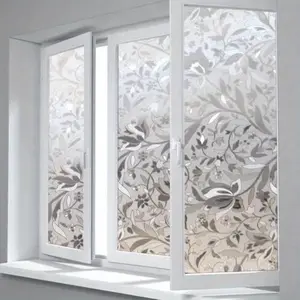 Elegant Tulip Floral Static Cling Window Film, 2mm Thick No-Glue Privacy Decor, Semi-Transparent Light Filtering, Removable Window Sticker