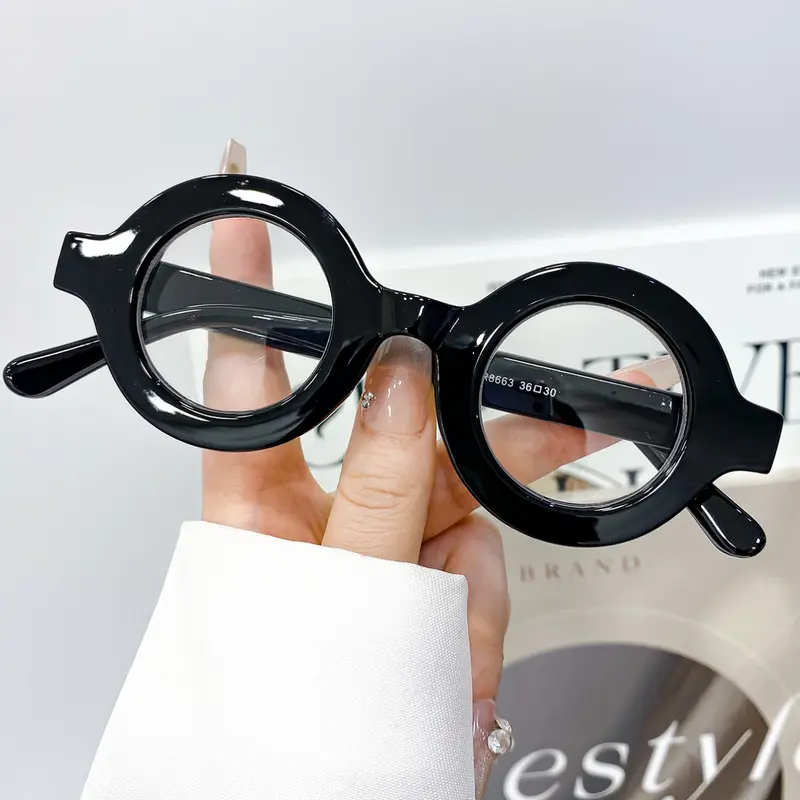 Fashion Retro Round Glasses for Men and Women, Vintage Style Glasses, Fashion Eyeglasses, Trendy Casual Glasses, Stylish Letter Print Frame, Simple and Versatile Daily Wear, Casual Fashion Accessory