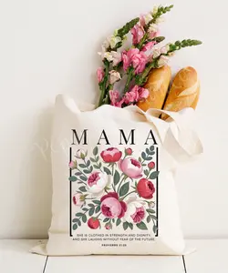 Custom Mama Tote Bag  Personalized Name + Scripture | Cute Faith Gift for Mom/Grandma