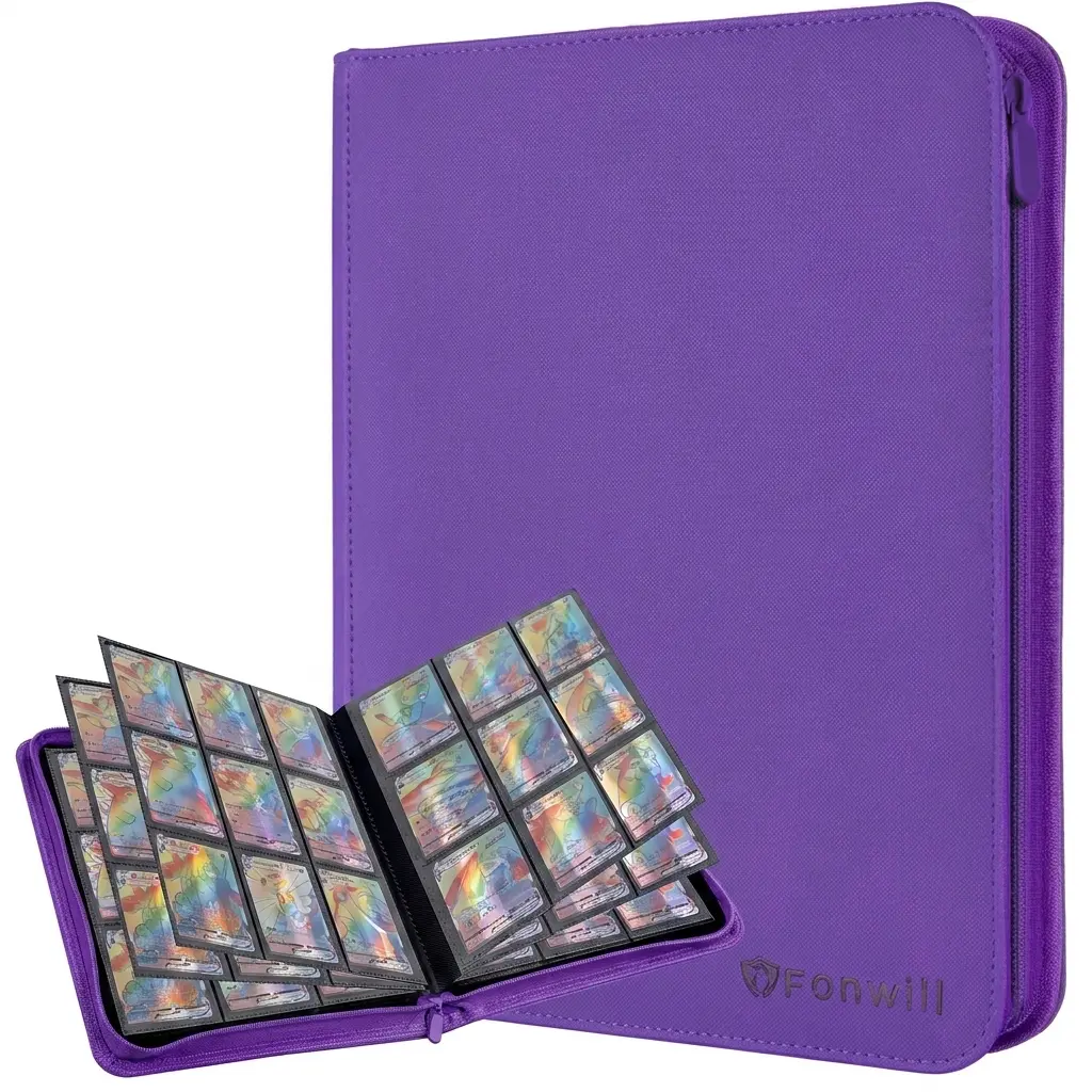 9 Pocket 360 Trading Card Binder Purple DIY Cover Double Sided Album Holder Display Storage Carrying Case MTG Sports Photocard