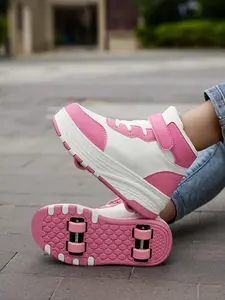 New Kids Multifunctional Detachable Wheel Shoes, Four-Wheel Inline Skates, PU Leather, Durable Anti-Slip, Outdoor Sports Sneakers