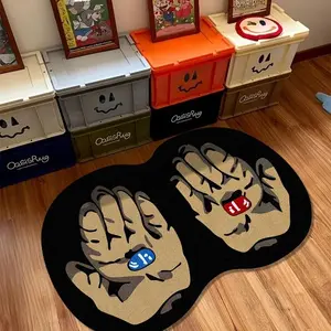 Fashionable American Street Style Carpet, Blue Capsule Design Rug, Soft Comfortable Plush Mat for Living Room Bedroom, Indoor Floor Rug