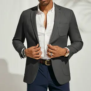 PJ PAUL JONES Men's Blazer Jacket Cotton Linen Sports Coats Regular Fit Two Buttons Herringbone Suit Jackets