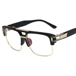 Retro Square Frame Fashion Glasses Frames for men- Double Bridge, Lens & Fashion