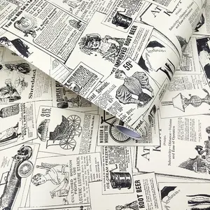 1 piece of old newspaper self-adhesive wallpaper, student live streaming background wall, coffee shop nostalgic KTV home decoration building materials background wall, bedroom dining room living room sticker, old item renovation sticker, PVC wallpaper
