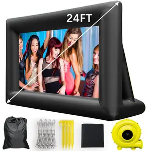 24Feet Inflatable Projector Screen for Outside with 350W Air Blower Inflatable Screen Oxford Fabric Material Blow Up Screen for Outdoor Movie Supports Front/Rear Projection
