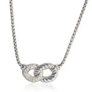 Pre-owned NY154954 David Yurman Sterling Silver Diamond Belmont Double Link Pendant