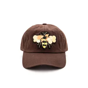 Queen Bee Large Sequin Beaded Cotton Canvas Cap