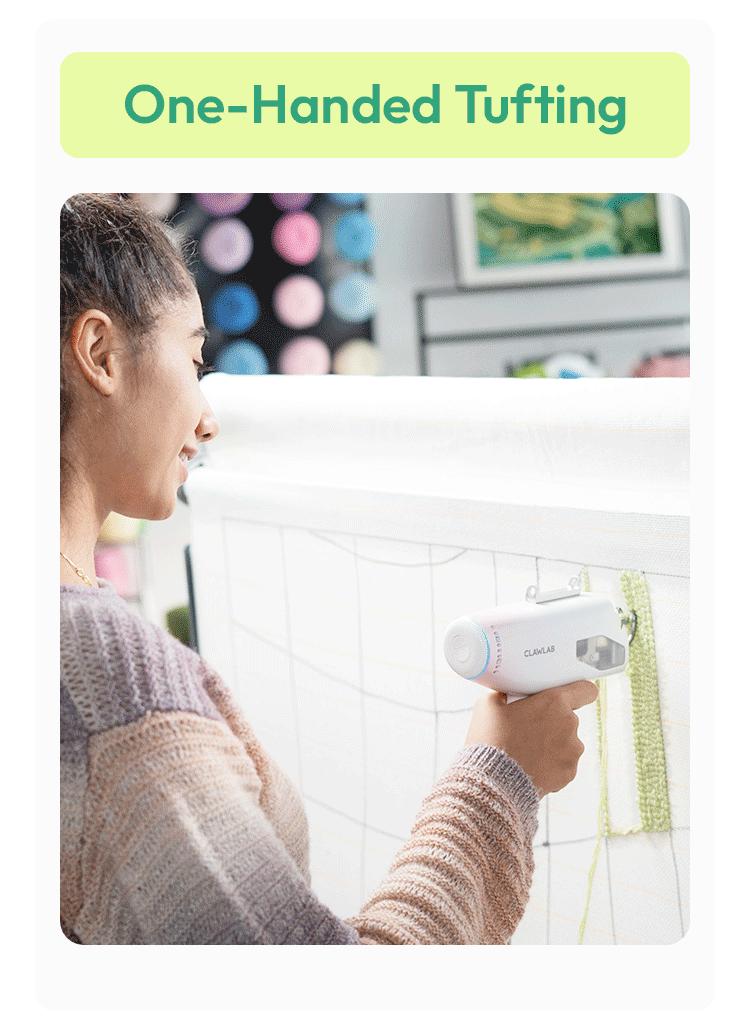 Clawlab H1 Tufting Kit — All in One Rug Tufting Machine, Beginner Kit, Starter Kit with 550g Ultra-Light Machine, Quiet Motor DIY Rug Tufting for Home Lightweight Electric Rug Beginner Machine for Starter, No-Nail Frame, Yarn & Cloth | DIY Home Decor