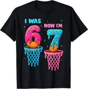 7 Year Old Birthday I was 6 Now I'm 7 67 Meme Funny for Kids T-Shirt